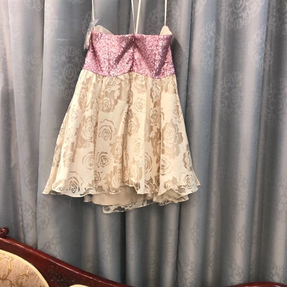 Unique Short Junior Prom Bridesmaid Dress, Size 18 Dusty Rose Pink Rg$499 - Picture 8 of 10